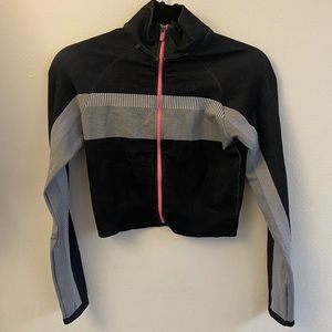 Cropped athletic jacket.